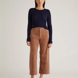 Quince Organic Stretch Corduroy Cropped Wide Leg Pants Warm Brown Size 8